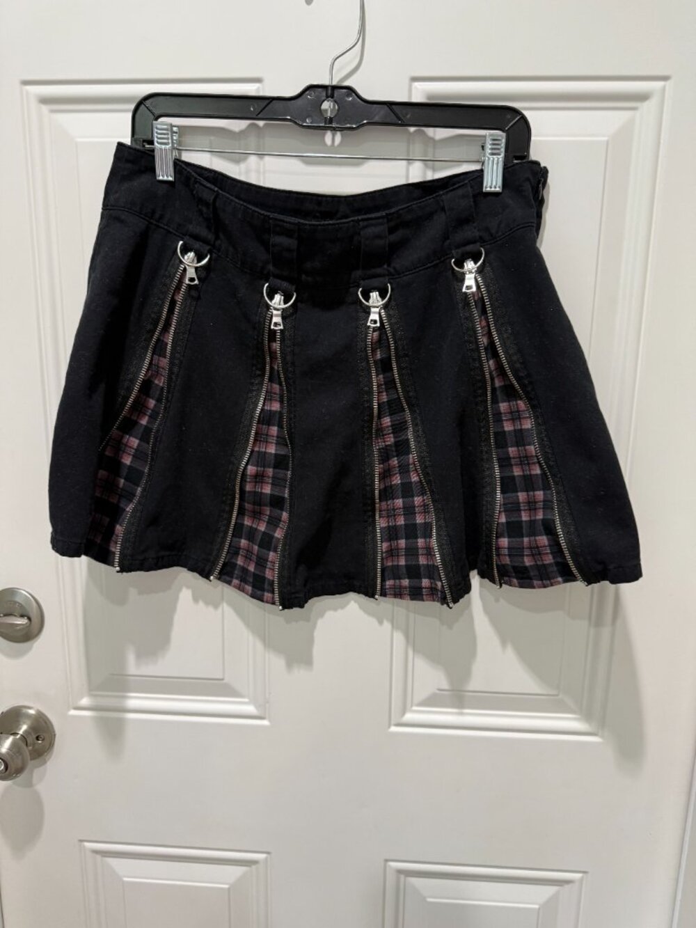 Blk zipper preppy mini skirt